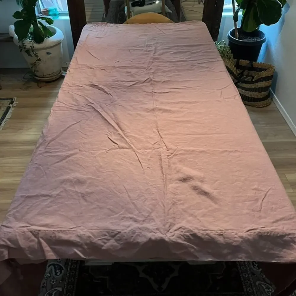 IKEA 100% Linen Duvet Cover and Pillow Shams Set Ties Closure 88 x 83 Stonewash
